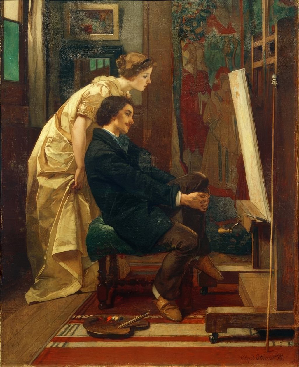 A.Stevens, maleren og hans model af Alfred Emile Stevens