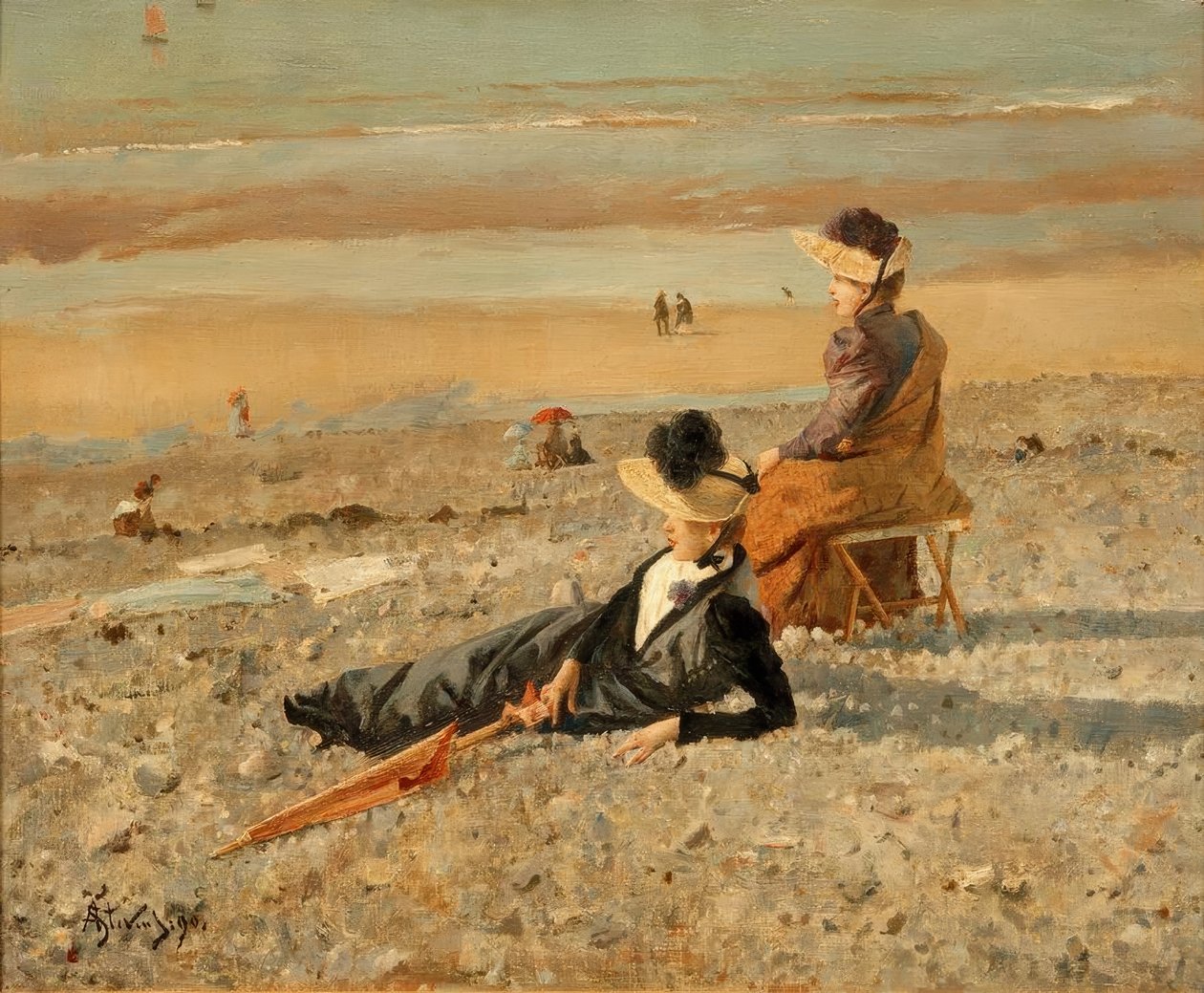 A.Stevens, En smuk dag i Le Tréport af Alfred Emile Stevens