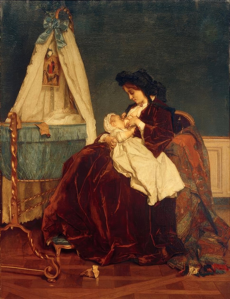 Alfred Stevens, kunstnerens kone og søn Léopld af Alfred Emile Stevens