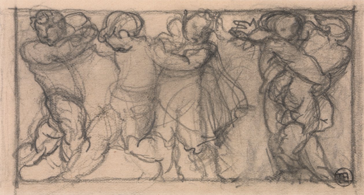 Gruppe af Cherubs (design til en frise?) af Alfred Emile Stevens