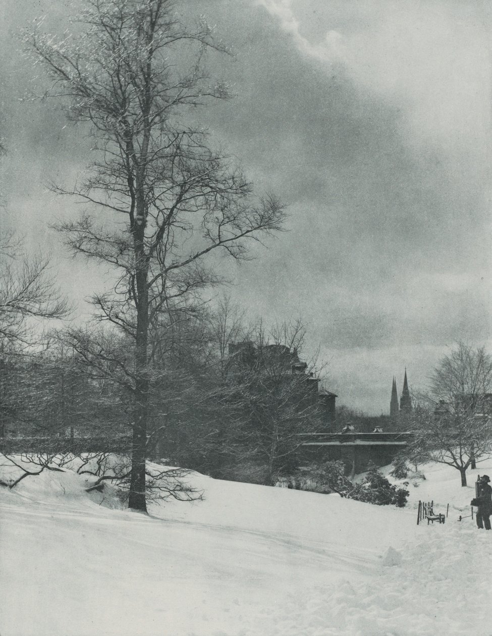 En vinterhimmel – Central Park af Alfred Stieglitz