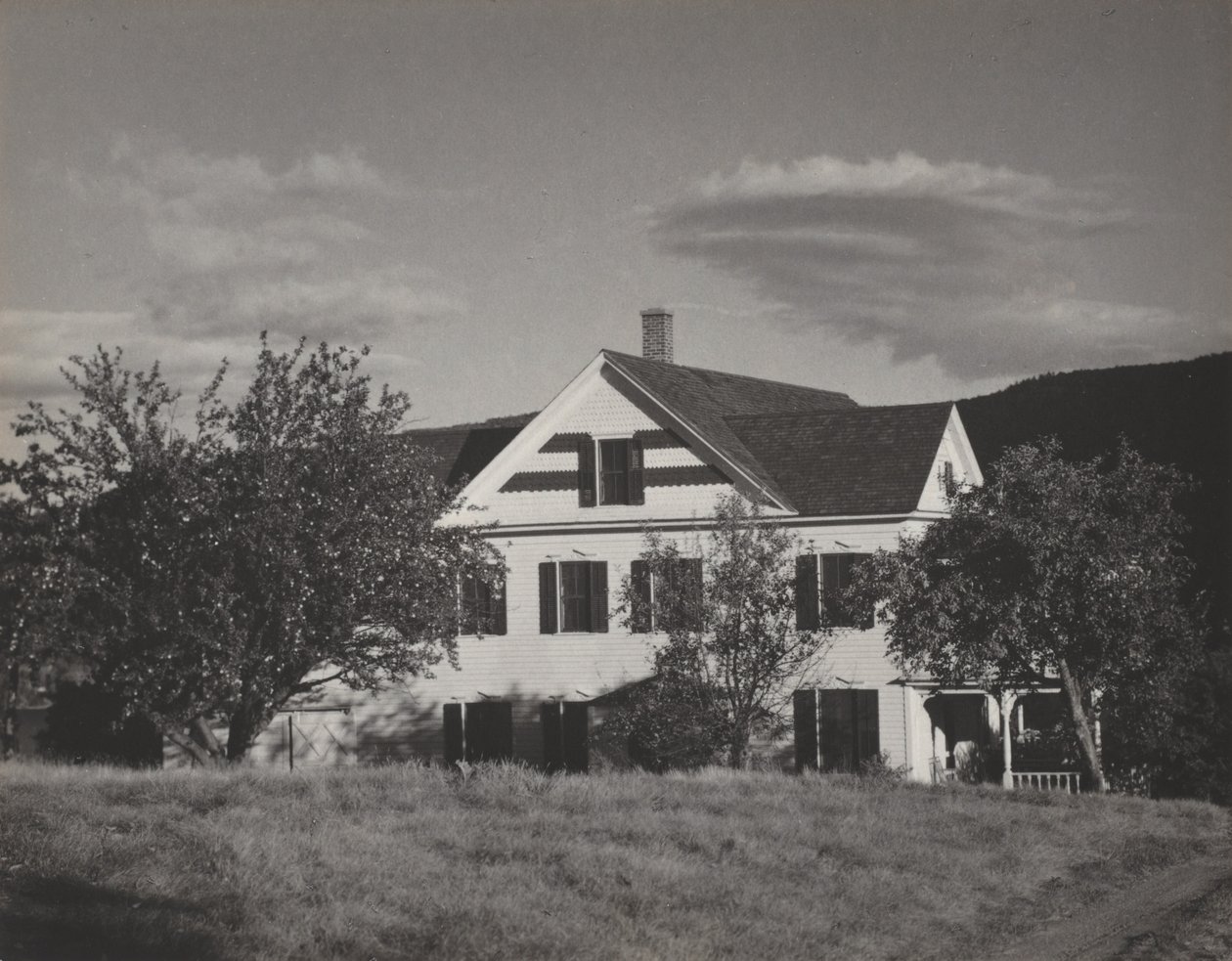 Hus og træer, Lake George af Alfred Stieglitz