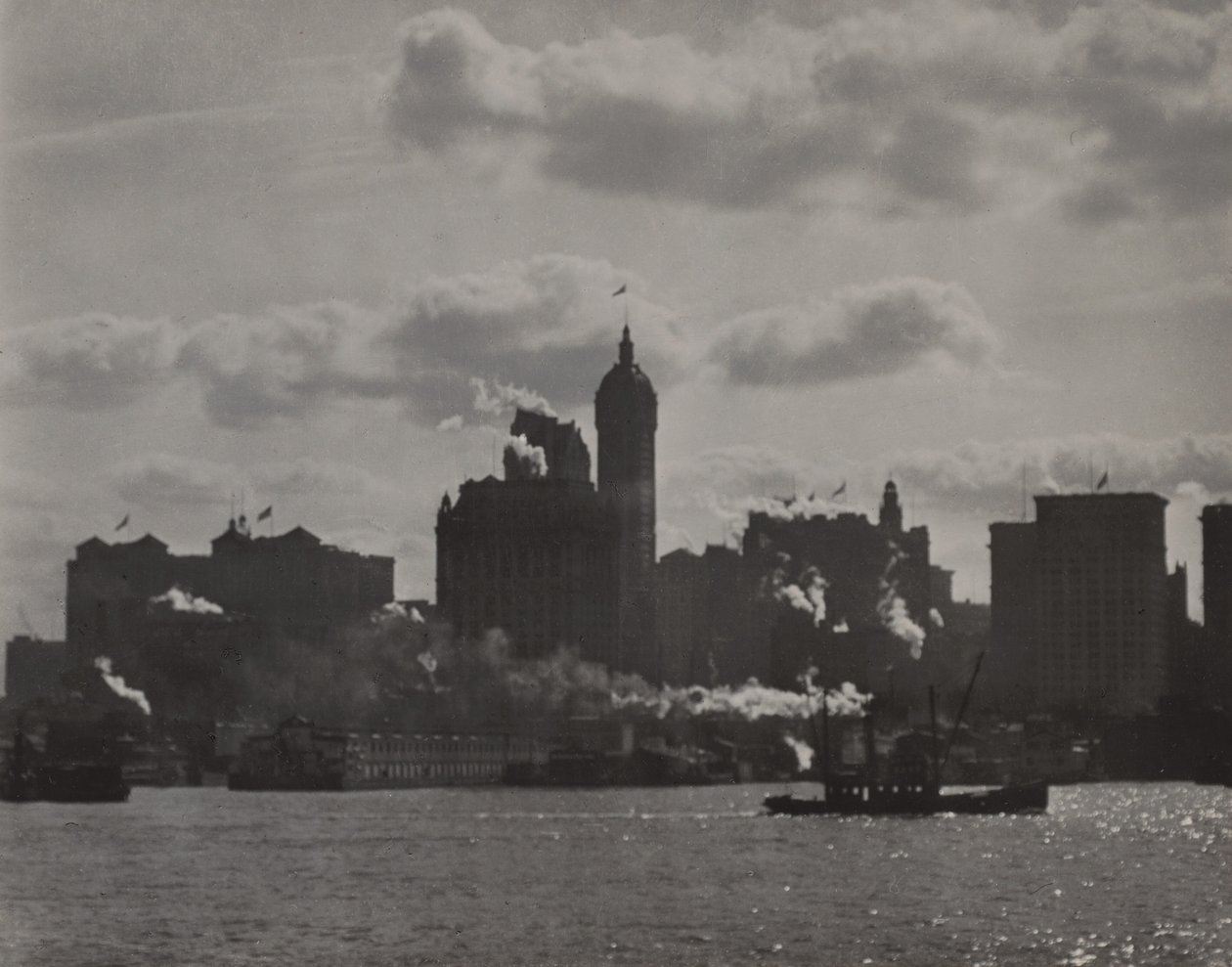 Singer-bygningen set fra Hudson-floden af Alfred Stieglitz