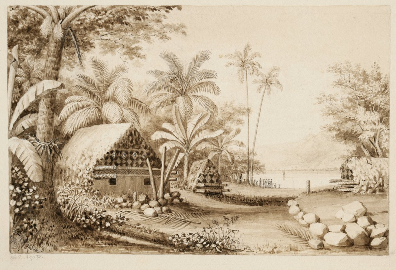 Gravene på Muthuata Island, Fiji (wc på papir) af Alfred Thomas Agate