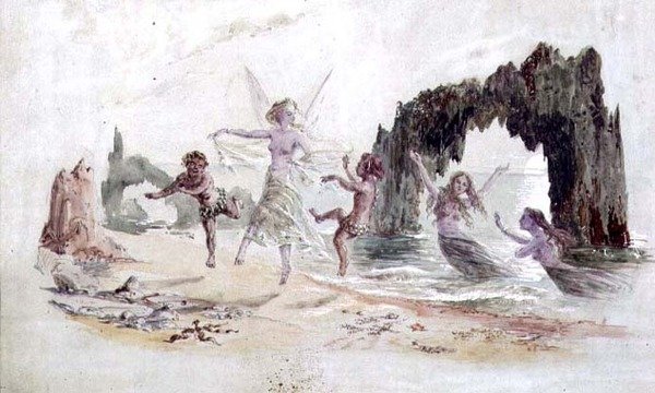Feer og fauner ved kysten (akvarel) af Alfred Thompson