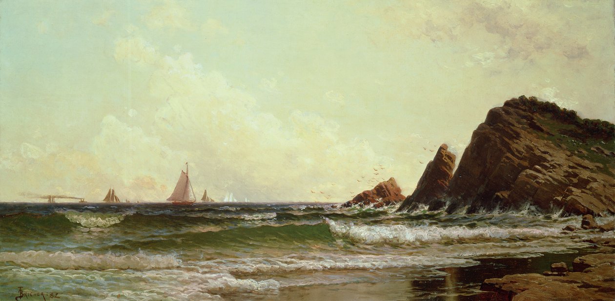Cliffs at Cape Elizabeth, Portland Harbour, Maine, 1882 af Alfred Thompson Bricher