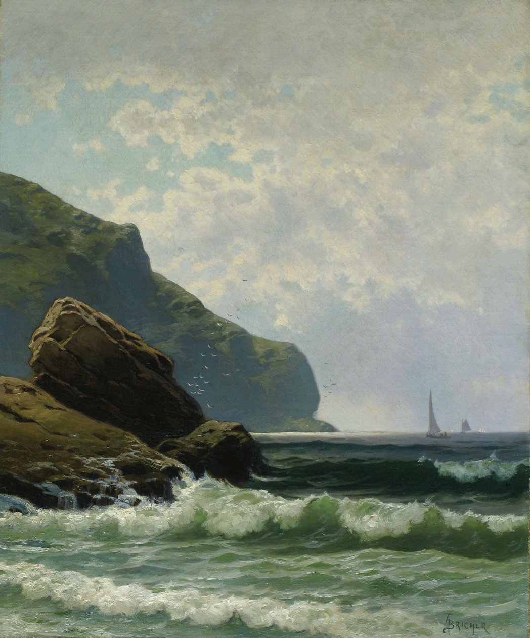 Havbillede med både på havet af Alfred Thompson Bricher af Alfred Thompson Bricher