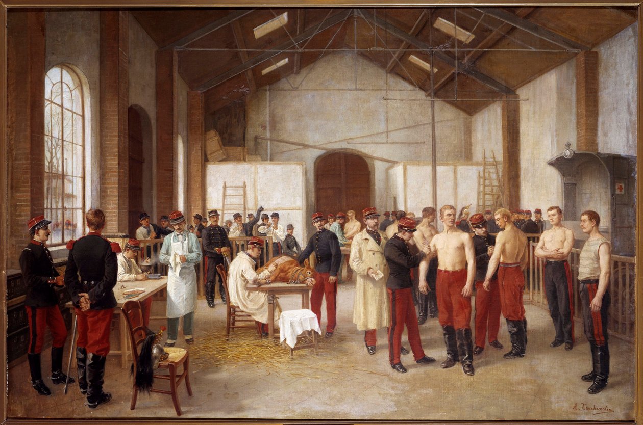 Vaccination ved Val de Grace-maleriet af Alfred Touchemolin (1829-1907). 1900 ca. Musee du Val de Grace, Paris af Alfred Touchemolin