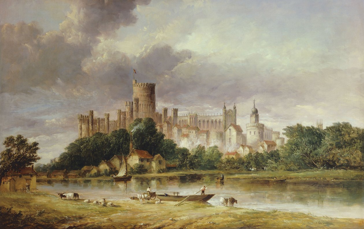 Udsigt over Windsor Castle fra Brocas Meadows, 1856 af Alfred Vickers