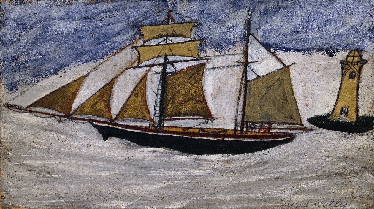 båd og fyrtårn af Alfred Wallis