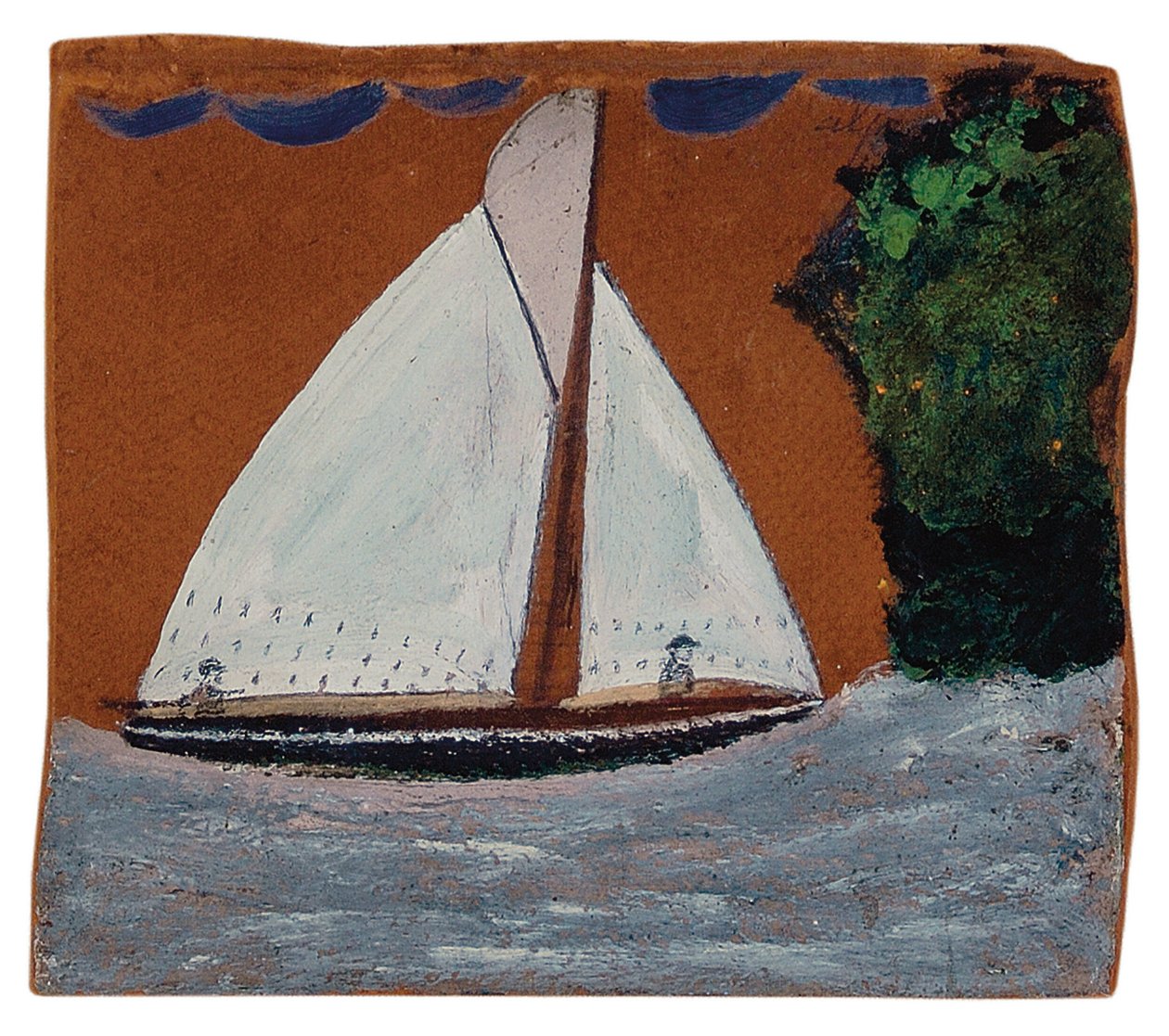 Sejlbåd med brun himmel af Alfred Wallis