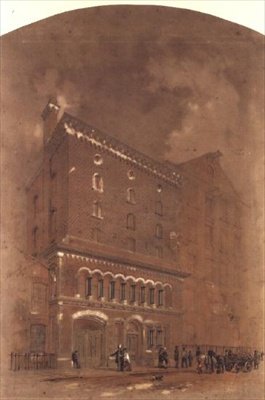 Arkitekttegning til et lager af Alfred Waterhouse