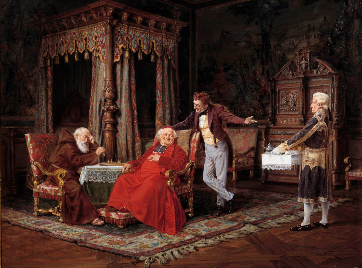 Smagen af hans eminence Maleri af Alfred Weber (1862-1922) Avignon fra det 19. århundrede, Musee Calvet - Rejer til kardinal. Maleri af Alfred Weber (1862-1922) af Alfred Weber