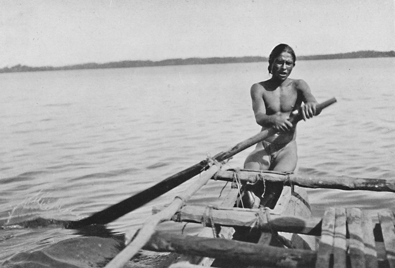 Fisker på sin kano, c1890, 1910 af Alfred William Amandus Plate