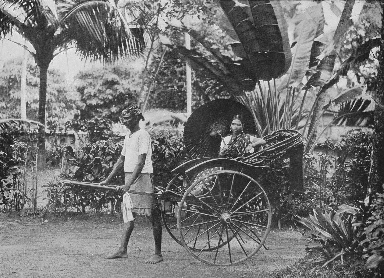 Tamilsk dame i Rickshaw, c1890, 1910 af Alfred William Amandus Plate