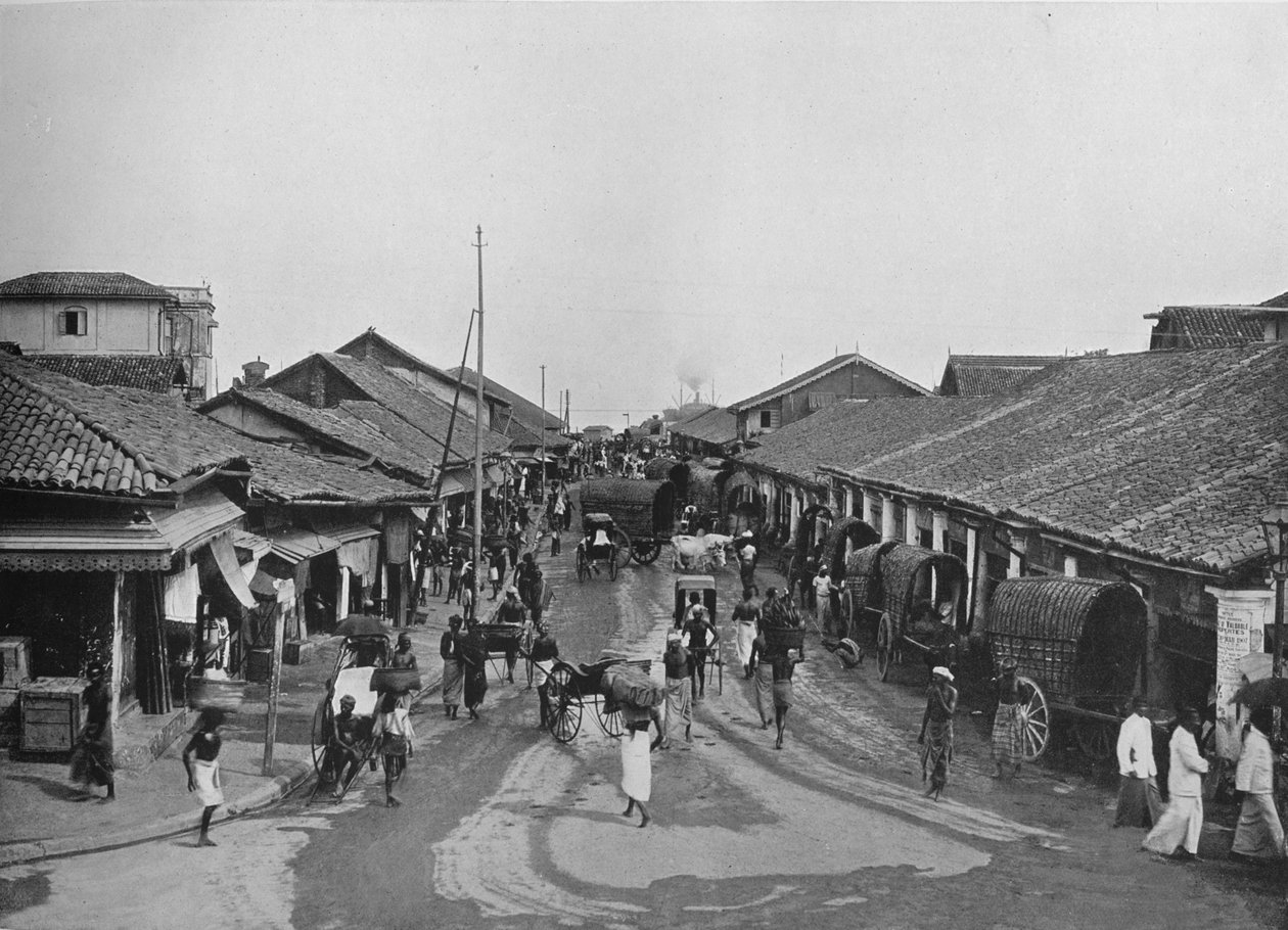 Typisk gadescene i Native Quarters, Colombo, c1890, 1910 af Alfred William Amandus Plate