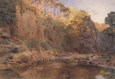 Et flodlandskab (akvarel) af Alfred William Hunt