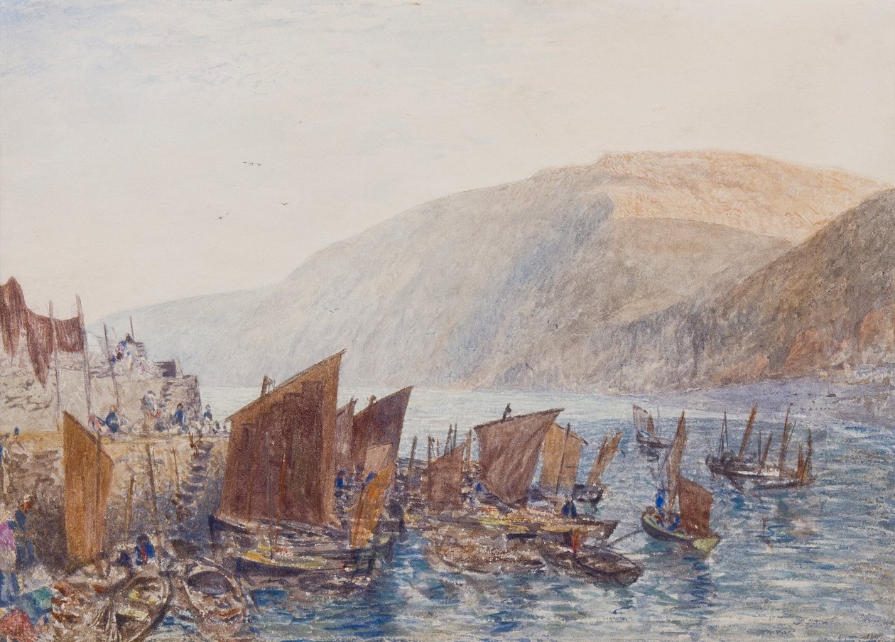 Clovelly Havn af Alfred William Hunt
