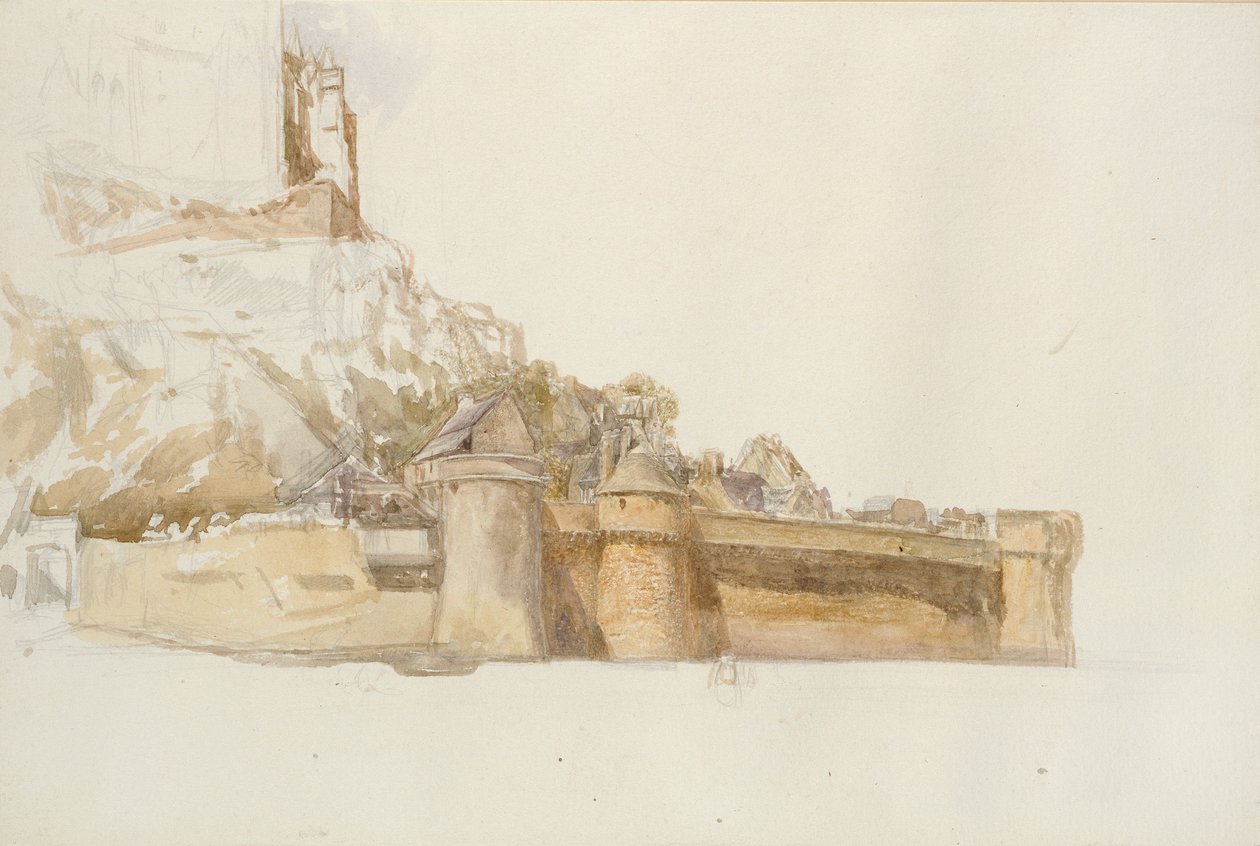 Mont St Michel: Murene og bastionerne, c1876 af Alfred William Hunt
