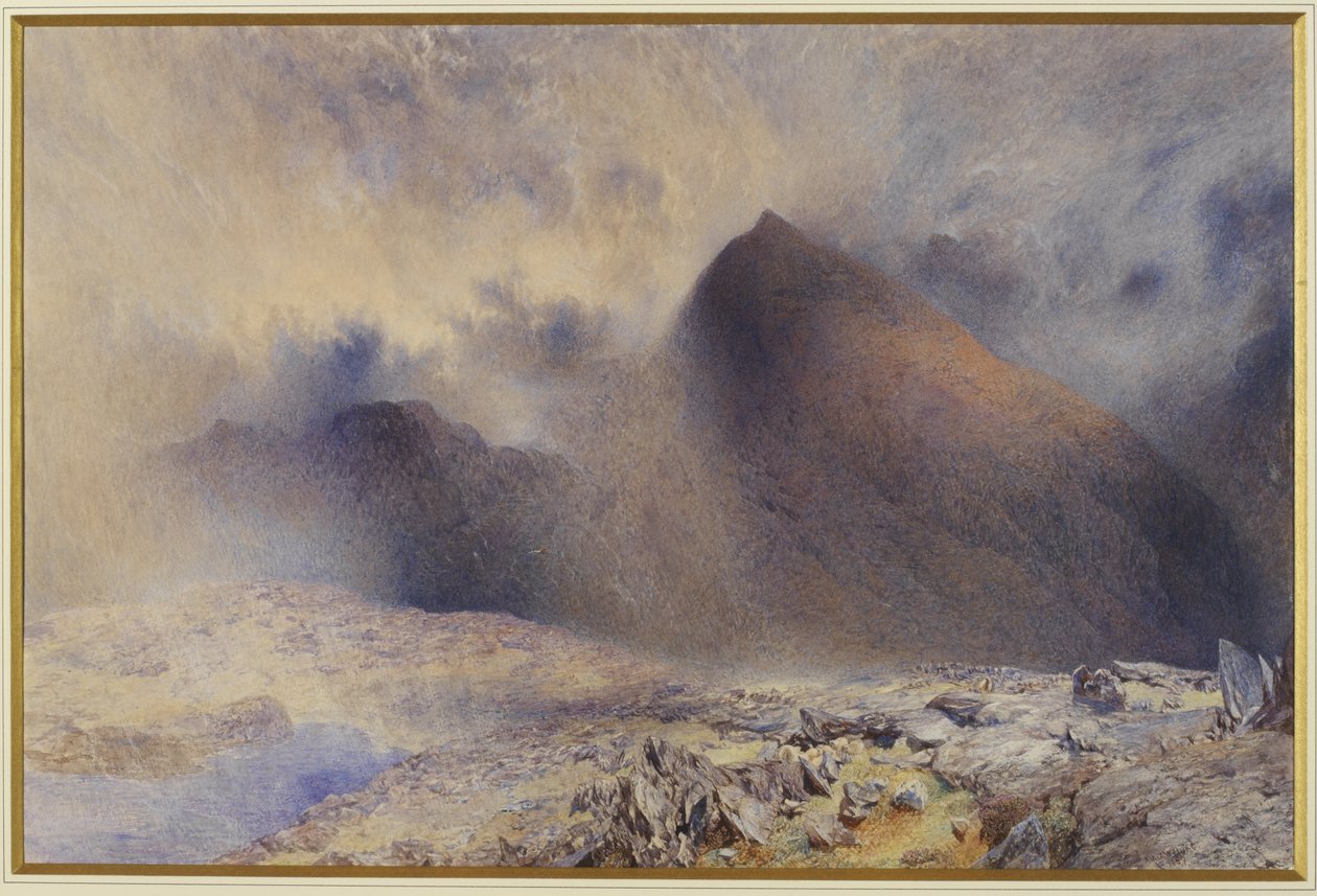 Mount Snowdon gennem Clearing Clouds, 1857 (wc og blyant på papir) af Alfred William Hunt
