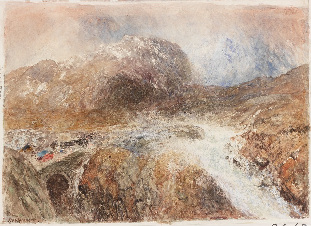Nant Frangon (blyant og akvarel på papir (klisteret på bord)) af Alfred William Hunt
