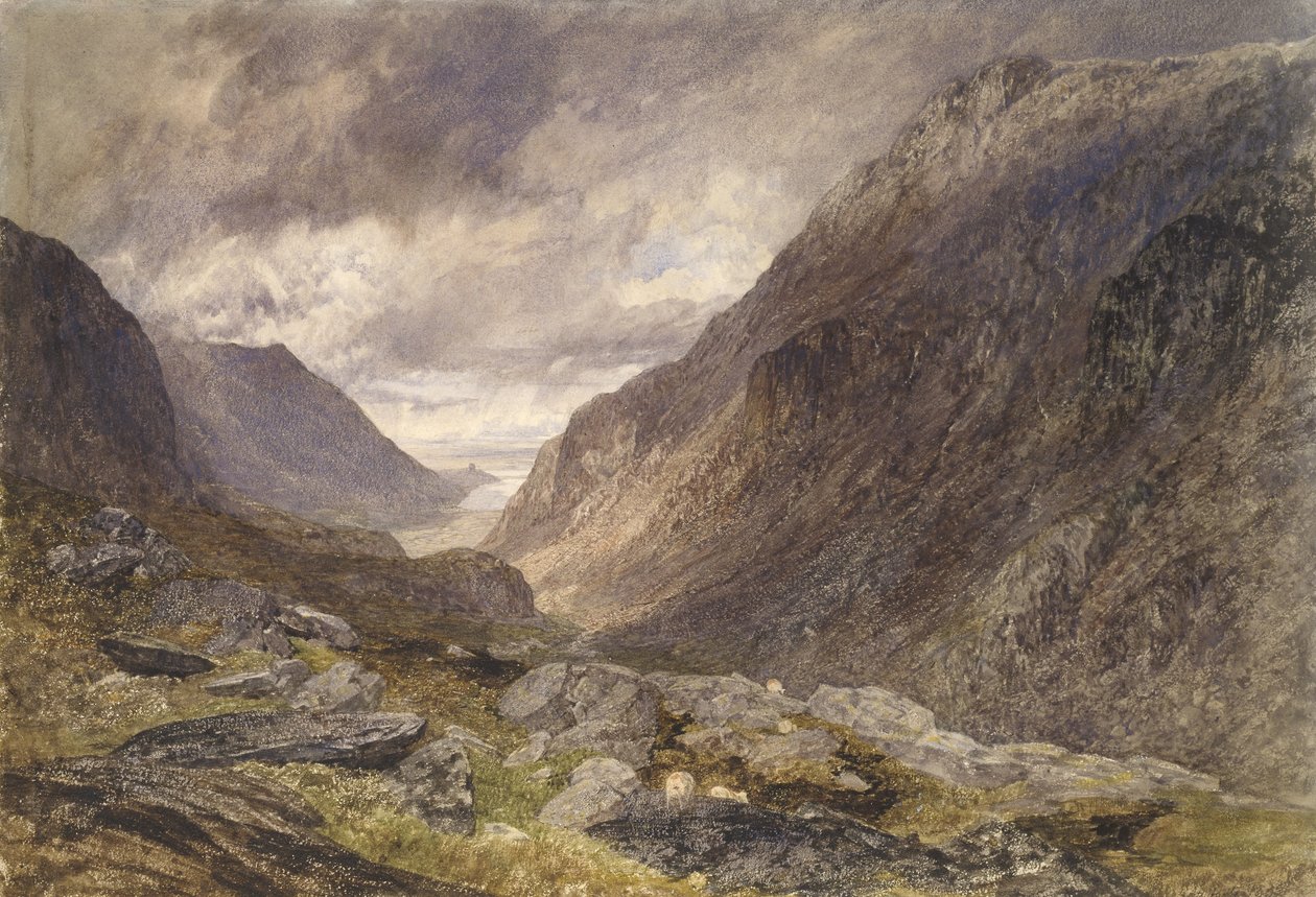 Pass of Llanberis, ca. 1853 (akvarel på papir) af Alfred William Hunt
