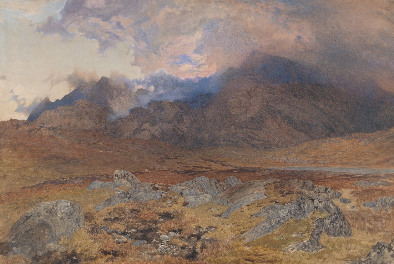 Snowdon, efter en aprilhaglstorm [eller Snowdon gennem opklarende skyer], ca. 1857. af Alfred William Hunt