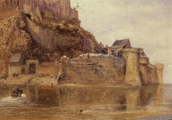Voldene, Mont Saint Michel (akvarel) af Alfred William Hunt