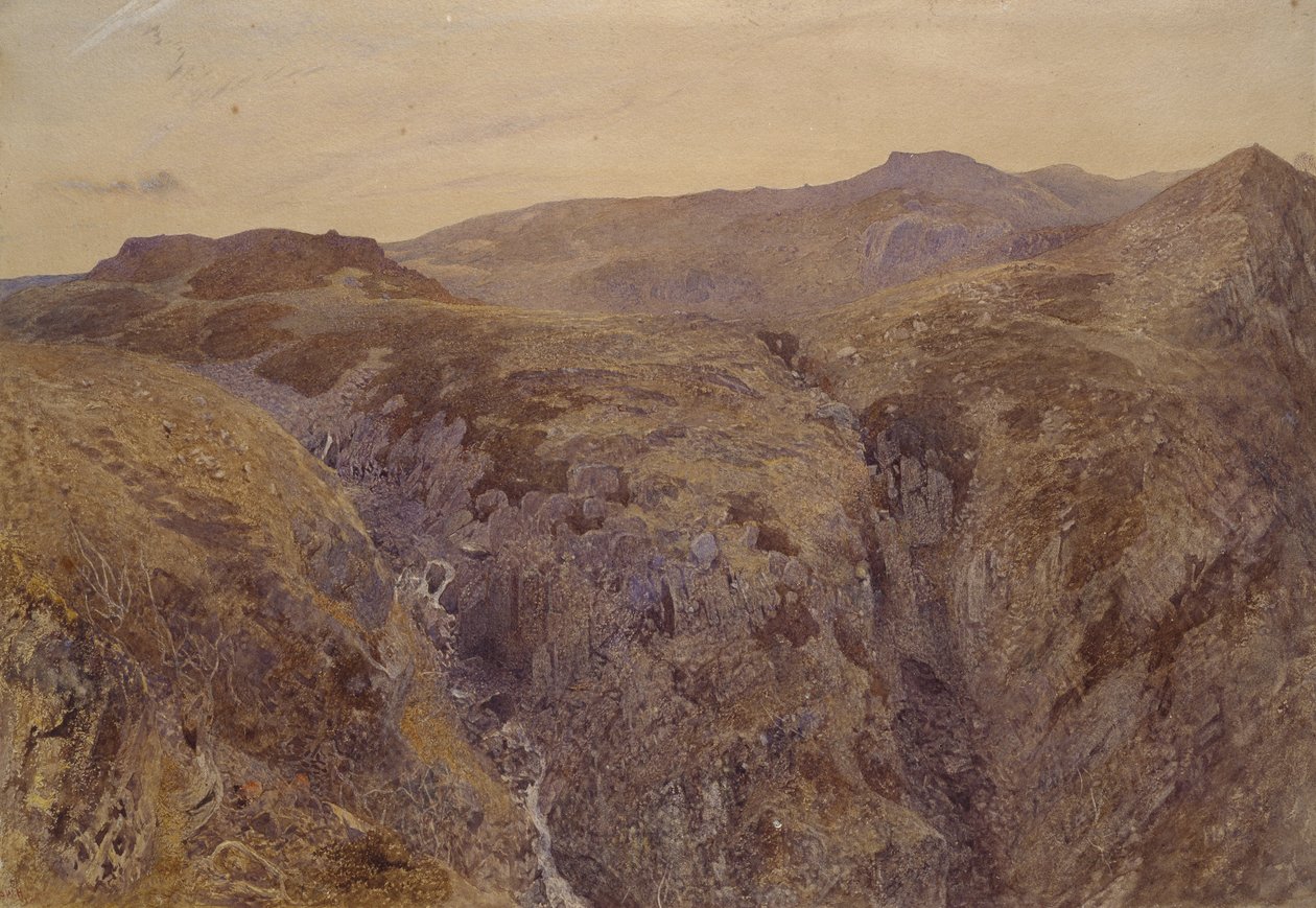Welsh Landscape, 1858 (akvarel på papir) af Alfred William Hunt