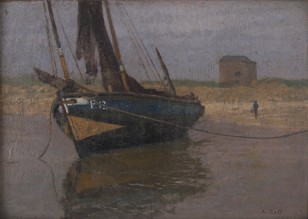 Fiskerbåd på den belgiske kyst af Alfred Zoff
