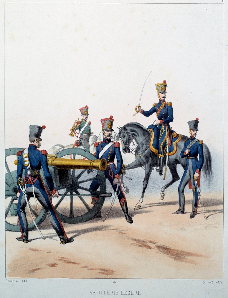 Napoleon Armee: Let Artilleri. Gravering af Alfred De Marbot (1800-tallet) 1812. Malmaison, Musee Du Chateau. af Alfred de (after) Marbot