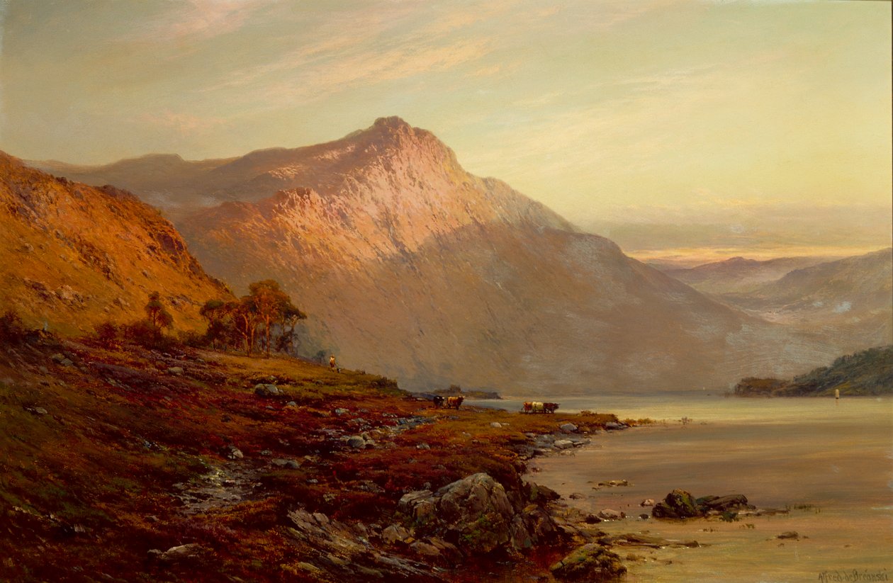Dhu Loch nær Balmoral (olie på lærred) af Alfred de Breanski