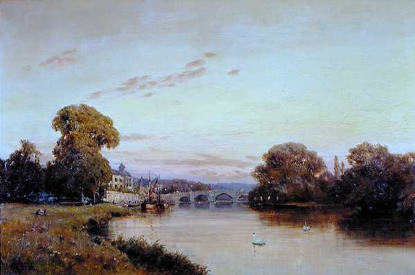 Richmond på Themsen (olie på panel) af Alfred de Breanski