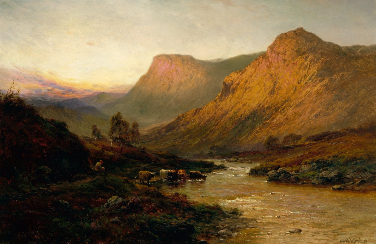 River Tay (olie på lærred) af Alfred de Breanski
