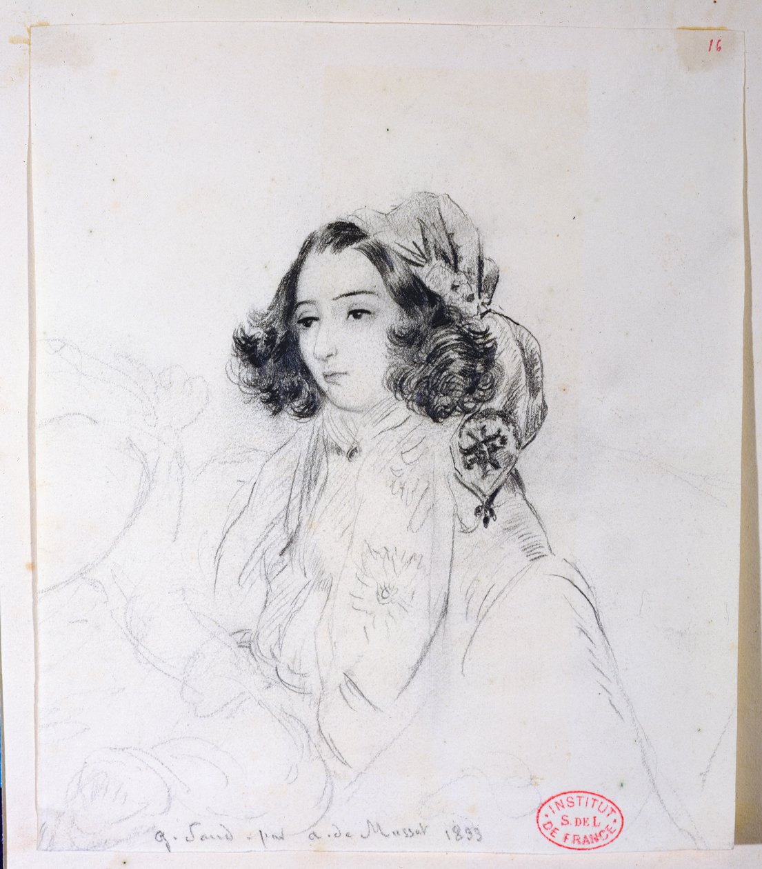 George Sand (1804-76) Iført et tørklæde, 1833 af Alfred de Musset