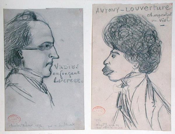 Portrætter af enten Charles Nodier (1780-1844) eller Gustave Planche (1808-57) og Alexandre Dumas Pere (1802-70) af Alfred de Musset