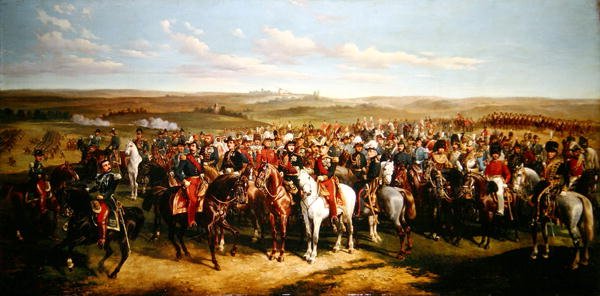 Besøg af Prins Albert (1819-61) hos kejser Napoleon III (1808-73) på højderne nær Boulogne, 8. september 1854 (olie på lærred) af Alfred de Prades