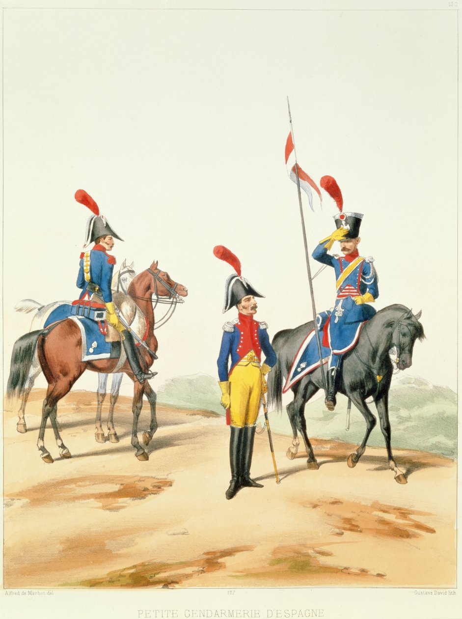 Franske tropper, graveret af Gustave David (1824-91) 1810 af Alfred de after Marbot