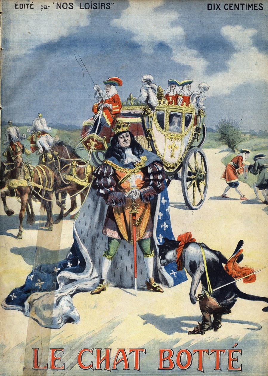 Støvlekatten. Folkefortælling. Illustration af Vaccari og Carrey i "" Les beaux tales"" samling "" Nos loisirs""" omkring 1910. Privat samling. af Alfredo and Carrey Vaccari