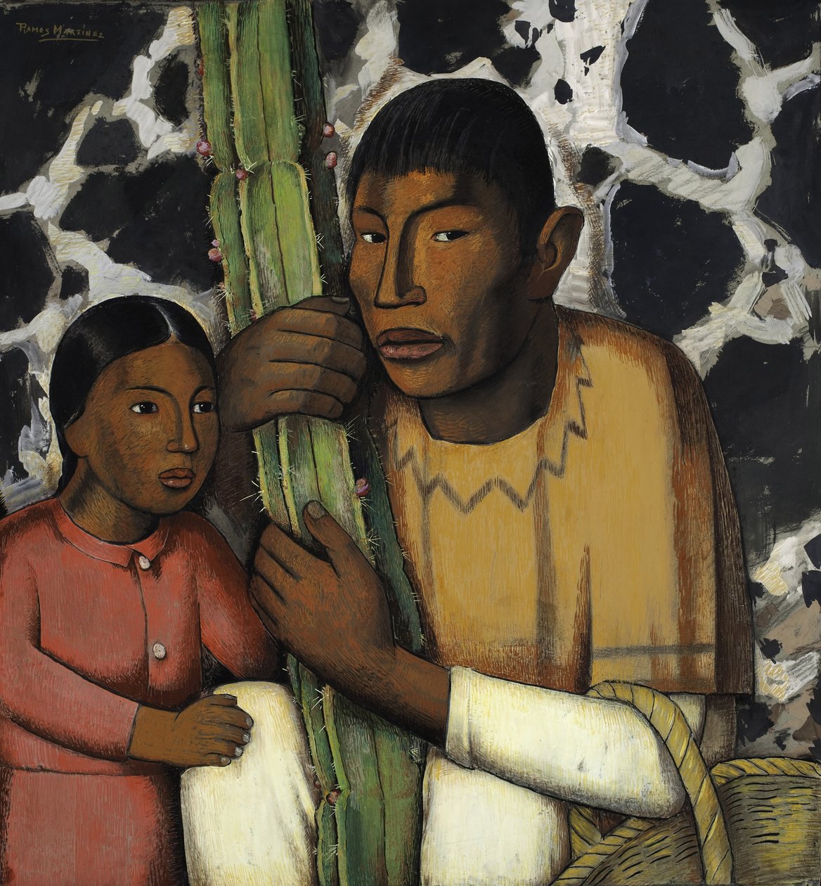 Indisk med kaktus (tempera på papir) af Alfredo Ramos Martinez
