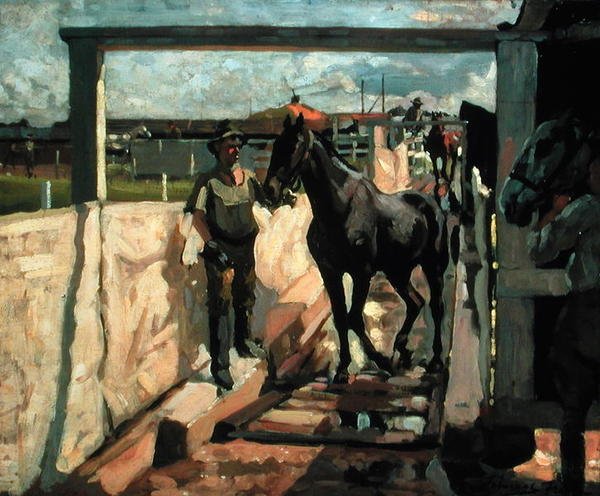 Svovldip til skabbe, ca. 1918 (olie på lærred) af Algernon Mayow Talmage