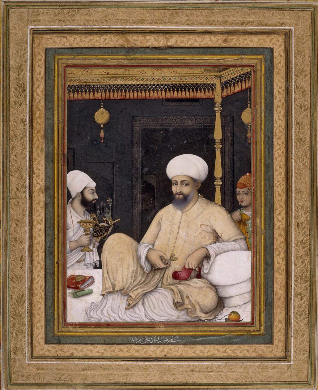 Ali Riza (maler). Sultan Ibrahim Adil Shah II ærer en sufi-helgen, Bijapur, ca. 1620-30, British Museum, London af Ali Riza