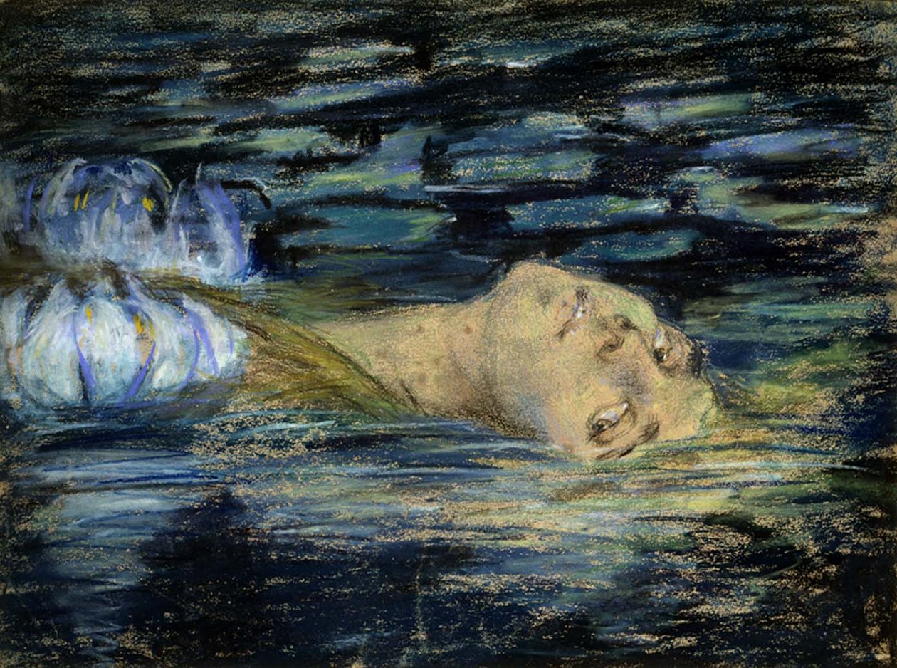 WaterlilynBemærk: selvom Smithsonian -webstedet kalder denne pastel Ophelia og daterer den ca. 1909, Jean Klings biografi om Alice Pike Barney Smithsonian Institution Press, 1994, ISBN 1-56098-344-2 giver titlen Waterlily og identificerer det som en illust af Alice Pike Barney