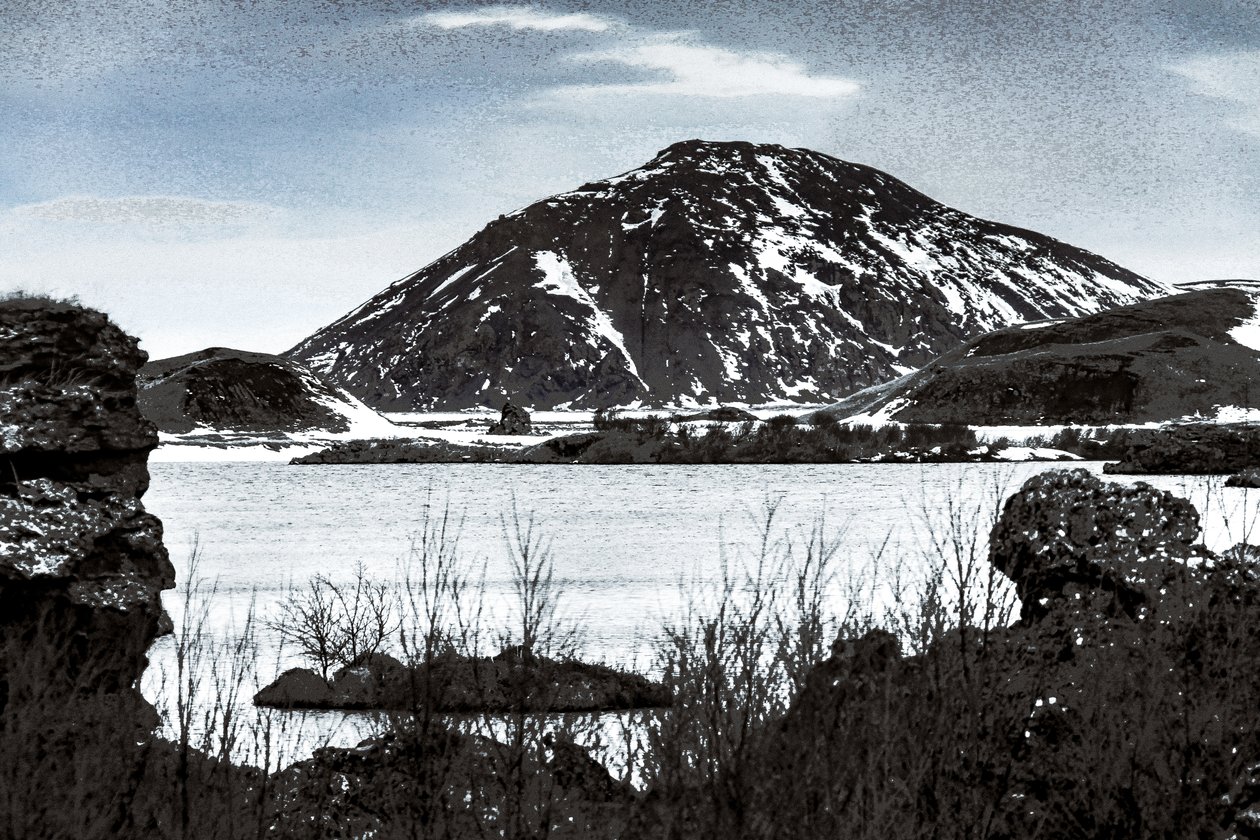 Lakeside, fra serien The Back Forty, 2018 (håndmalet fotografi) af Alice Gur-Arie
