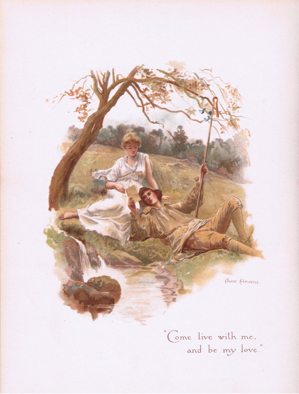 Come live with me and be my love, fra Some Old Love Songs udgivet af Hildesheimer & Faulkner, 1892 af Alice Havers
