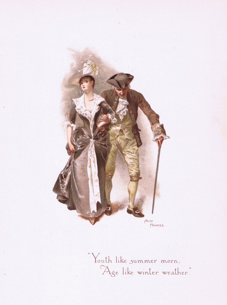 Ungdom som en sommermorgen, fra nogle gamle kærlighedssange udgivet af Hildesheimer & Faulkner, 1892 af Alice Havers