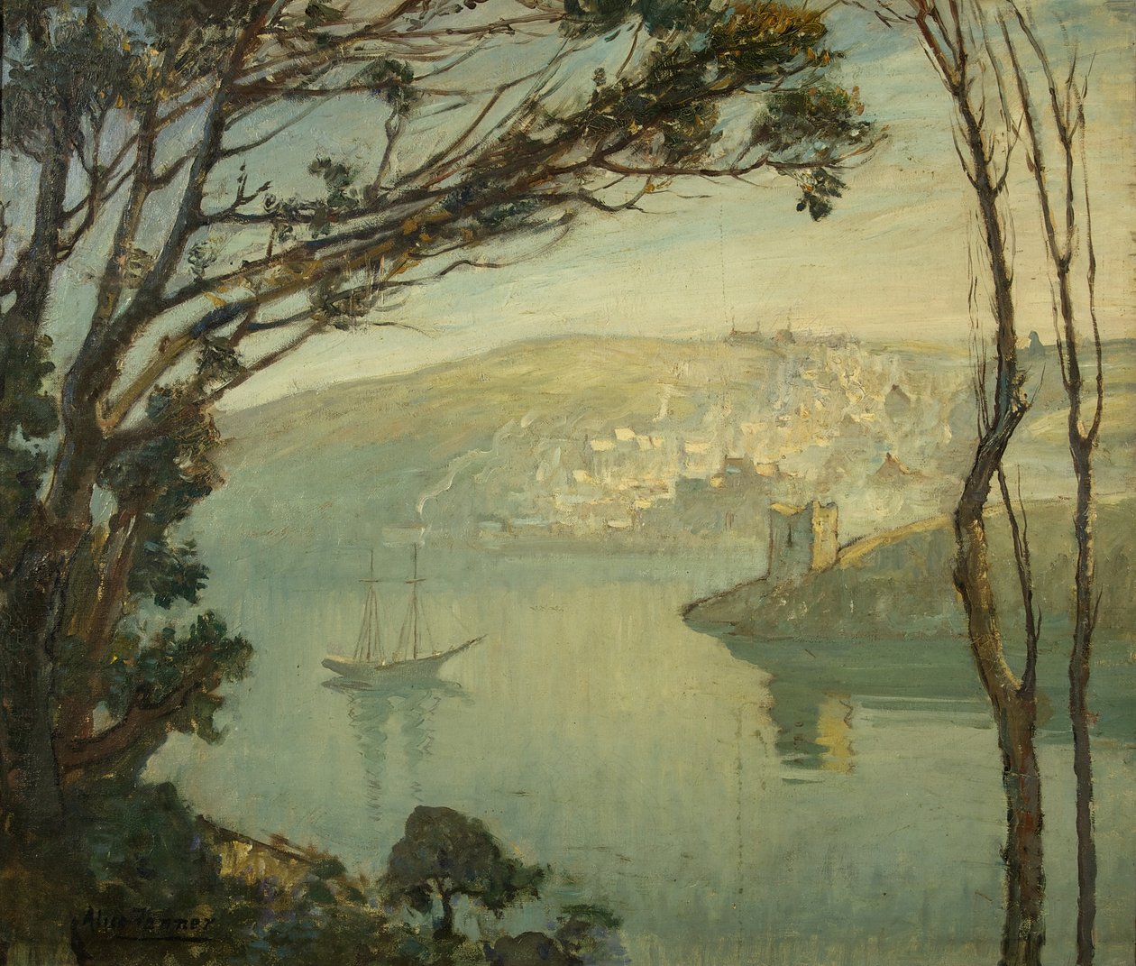 A Winter Morning, Fowey (olie på lærred) af Alice Maud Fanner