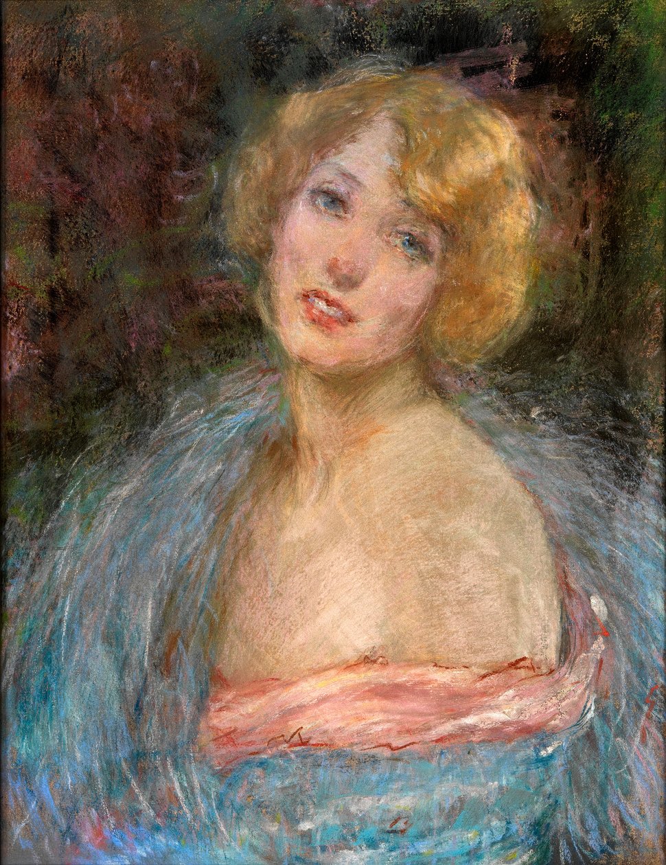 Blond pige med boa af Alice Pike Barney