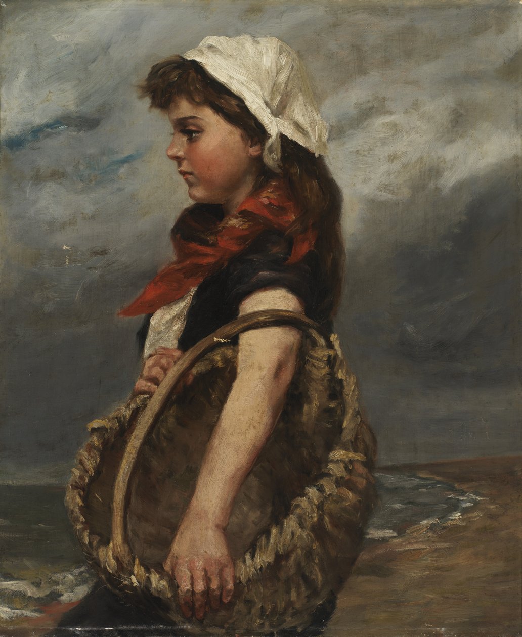 Pige med kurv, ca. 1888. af Alice Pike Barney