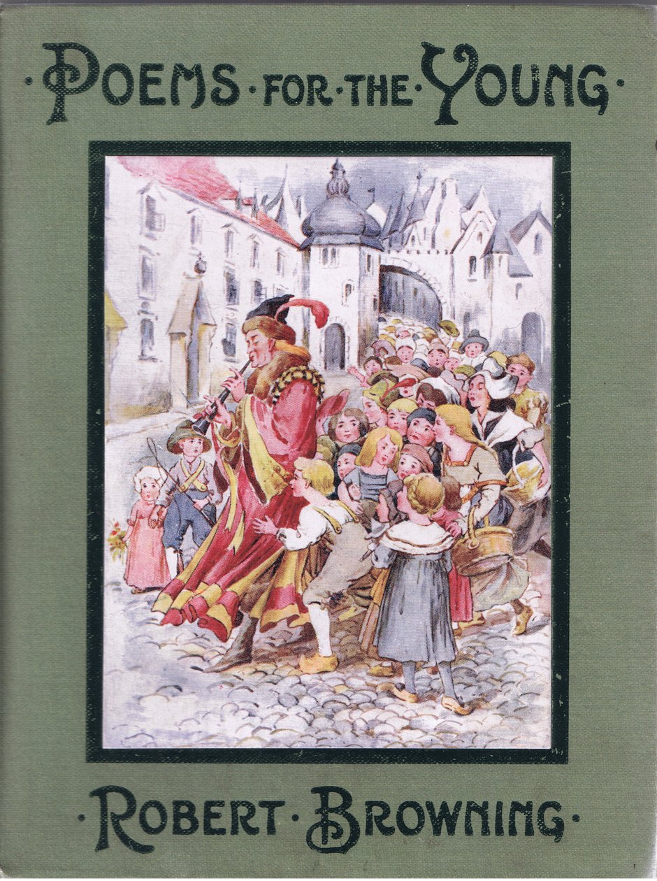 Forside: Og efter ham pressede børnene på, illustration fra Poems for the Young: Robert Browning, ca. 1920 af Alice Ross